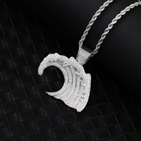 Colgante de Plata de Ley 925 con Moissanita, Estilo Hip Hop, Forma de Olas, Color D, Diamante VVS, Colgante Cubano