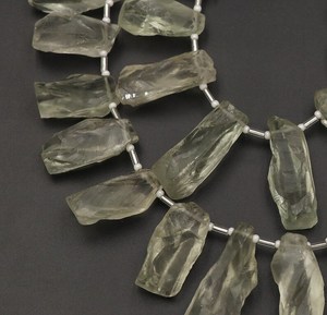 Natural Green Amethyst Raw Beads Rough Gemstone Strand Healing Crystal <b>Stones</b> 9x19mm To 10x22mm - Product Image 6