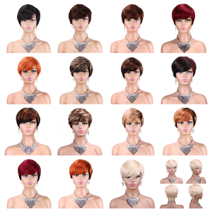 Perruque <span class=keywords><strong>courte</strong></span> bob pour femme, 100% cheveux Remy chinois, fabriquée à la machine, cheveux raides, couleur naturelle, densité 150% - Product Image 3