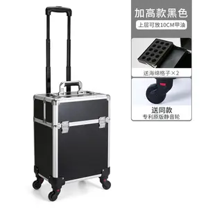 4 in 1 Profesional kuku Polish Organizer besar Makeup kereta kasus Rolling Makeup Trolley Case