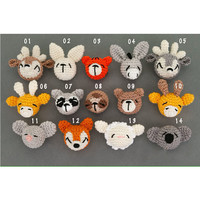 Chaîne de sucette pour bébé en crochet en gros, perles animales faites à la main, mini-boules animales en crochet, perles animales en bois personnalisées au crochet