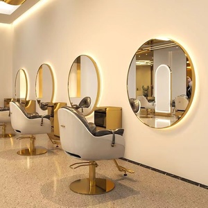 เฟอร์นิเจอร์ร้านเสริมสวยขายดี กระจกทรงกลมพร้อมไฟ LED สำหรับร้านตัดผม - Product Image 3