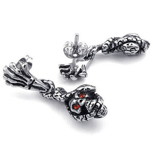 Pendientes de esqueleto yunique de acero de titanio para hombre, joyería rock, pendientes de moda - Product Image 5