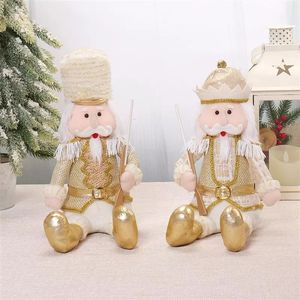 Adorable 2pcs Plush <b>Nutcracker</b> Set Sitting Soldier Doll Festive Gift for Winter Holiday - Product Image 1