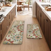 CR Kitchen Rugs Sets 2 Modern PVC Washable Reversible Kitchen Mats Non-Slip Cushioned Geometric Pattern Pet Friendly