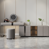 Ensembles de meubles de salle de bain modernes européens en chêne massif, écologiques, personnalisables, avec miroir LED réglable, directement de l'usine