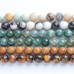 Perles Rondes Facettées Naturelles en Gros, Fil de Perles en Pierre Facettée pour la Fabrication de Bijoux DIY 6MM 8MM 10MM, 38CM - Product Image 1
