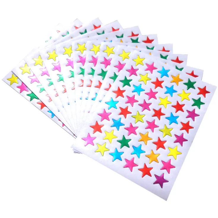 Pegatinas de estrellas brillantes para niños, etiqueta de recompensa para profesores, decoración para álbumes de recortes, suministros escolares, 10 Uds.