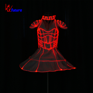 <span class=keywords><strong>ชุด</strong></span>เดรสเรืองแสงสำหรับผู้หญิง รุ่น Future Neon สำหรับงานปาร์ตี้ สีแดงขาว แบบชุดบอลรูม 1 ชิ้น - Product Image 2