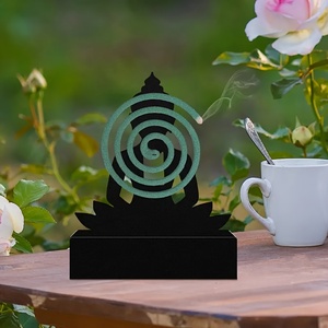 เตาเผาธูปพระพุทธรูปโลหะพับได้พร้อมที่ไล่ยุง - งานศิลปะตกแต่งแบบอาร์ตเดโค ทนทาน เหมาะสำหรับการทำสมาธิ ใช้ในบ้าน โยคะ สปา รอมฎอน - Product Image 5