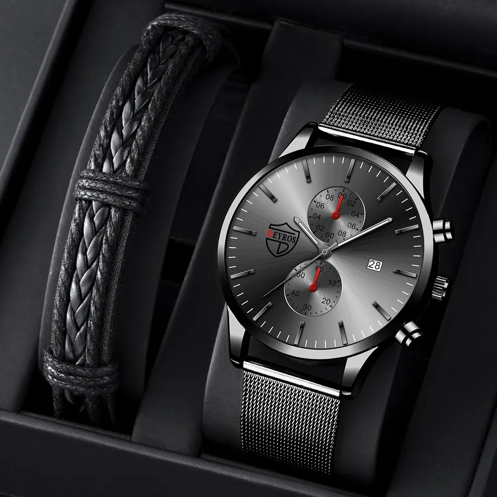 Stainless Steel Mesh Belt Quartz Wrist Watch Men Wristband Luminous Clock relogio masculino
