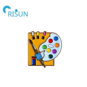 Fabricación esmalte arte Pin insignia Metal oro plata colorido pintura paleta pincel solapa Pin broche arte <span class=keywords><strong>clase</strong></span> pines - Product Image 3