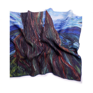 Pañuelo de Seda con Estampado de Pintura al Óleo a Doble Cara, 70x70cm, Accesorio de Moda para Mujer - Product Image 2