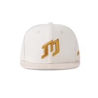 Gorra snapback personalizada de 6 paneles con logo bordado en 3D dorado en la parte delantera, ajustable, para moda urbana, unisex.