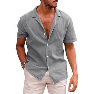 Camicia Casual da <span class=keywords><strong>Uomo</strong></span> in Cotone e <span class=keywords><strong>Lino</strong></span>, Vendita Calda Estiva, Motivo a Pois, Taglia XXXL, Colore Puro, Design con Colletto e Bottoni, <span class=keywords><strong>Abbigliamento</strong></span> Maschile - Product Image 5