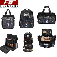 Sac à dos de coiffeur personnalisé grande capacité en polyester imperméable avec fermeture éclair pour tondeuses électriques et sèche-cheveux