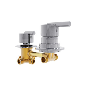 Robinet mélangeur thermostatique en laiton Proway avec inverseur, ensemble <span class=keywords><strong>de</strong></span> <span class=keywords><strong>douche</strong></span> et robinets muraux en laiton - Product Image 1