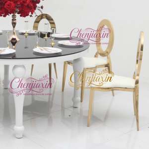 Mesa y Sillas de Acero Inoxidable de Lujo para Bodas y Eventos, con Cubierta de Vidrio <span class=keywords><strong>Redonda</strong></span> <span class=keywords><strong>Blanca</strong></span> - Product Image 6