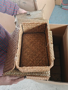 Caja de Almacenamiento de Seagrass Tejida a Mano <span class=keywords><strong>con</strong></span> Tapa, <span class=keywords><strong>Cesta</strong></span> Rectangular de Paja Natural para Estantes, Escritorio, Joyería, Decoración Boho para el Hogar - Product Image 6