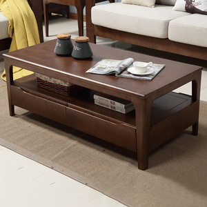 Solid Wood <b>Coffee</b> <b>Table</b> Rectangular With Storage Natural Wood Color Modern Minimalist Style - Product Image 3