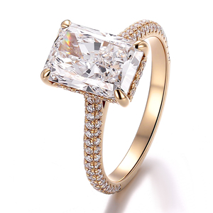Anillo de Compromiso con Diamante de Corte Radiante de 3 Quilates, Joyería de Moda Personalizada, Anillo de Oro Sólido de 14K, Diamante de Laboratorio Certificado por IGI para Novias - Product Image 1