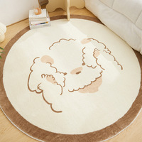 Winter warm weicher Kunst pelz Boden teppich Kinder Spiel matte Tier Rund bereich Teppich Kinderzimmer Tür matte Runder Teppich Teppich