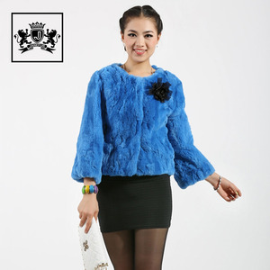 Personnalisé hiver doux raton laveur col de fourrure <span class=keywords><strong>pas</strong></span> <span class=keywords><strong>cher</strong></span> bleu rex fourrure de lapin manteaux femmes - Product Image 1