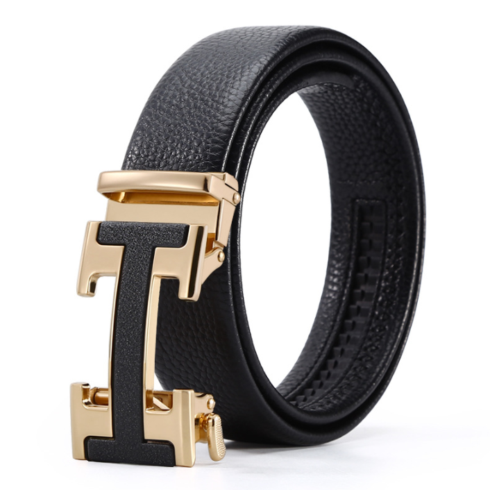 Alloy belt genuine leather automatic buckle pure cowhide business belt for men