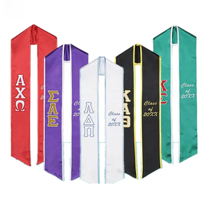 JJ GRADGOWN Écharpe de graduation unisexe personnalisée en polyester brodé, Écharpe de graduation pour les études <span class=keywords><strong>à</strong></span> <span class=keywords><strong>l</strong></span>'étranger, Écharpe de graduation pour uniforme scolaire - Product Image 1