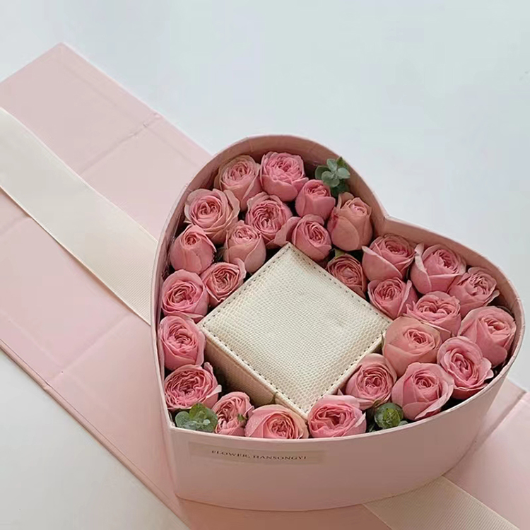 luxury handmade preserved you bouquet box custom size shape ribbon gift rose flower packaging box for flower arrangements