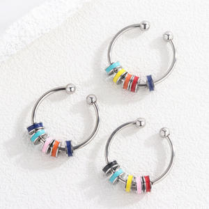 Anillos de cuentas Fidget nuevos para mujeres y hombres, giratorios, antiestrés, <span class=keywords><strong>anillo</strong></span> de ansiedad, bobina única, cuentas de arcoíris antiestrés, Fidget R - Product Image 6