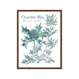 Kreuzstich-Set, blaues Distel-Muster, HD-gedruckter, gezählter <span class=keywords><strong>Aida</strong></span>-Stoff 16/14/11CT, DIY-Handstickerei-Set, Kunsthandwerk, Handarbeit - Product Image 1