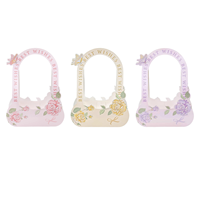 Panier-cadeau portable de luxe en papier blanc, idéal pour bouquets DIY, avec poignées découpées, fabriqué à partir de matériaux recyclés et vernis
