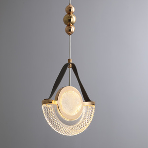 Decoration Background Lighting Ring Pendant Light <b>Bed</b> Side Modern Crystal Circle Hanging Lamp - Product Image 5