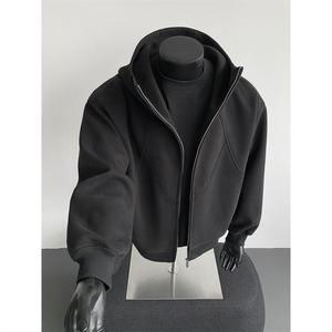 Cardigan à capuche à col haut pour hommes, veste de sport épaisse à manches évasées avec fermeture éclair sur le devant, design imprimé, Style américain, hiver - Product Image 6