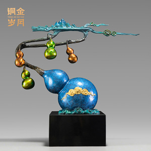 Escultura de calabaza de cobre Tong Jin Sui Yue, chapada en oro, decoración para el hogar, regalo - Product Image 4