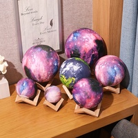 Lampe Led tactile pour enfants, Base en bois, boule lumineuse RGB, impression 3D, planète, lune