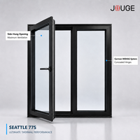 Ventana de Aluminio con Rotura de Puente Térmico Seattle 77s de Alta Eficiencia Energética, Material 6060-T66 PA66 Anti-UV para Edificios Comerciales Modernos
