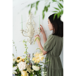Antico decorazione di lusso della decorazione della casa <span class=keywords><strong>bianco</strong></span> supporto di candela decorativo appeso candelabri in metallo candeliere per la cerimonia nuziale - Product Image 2