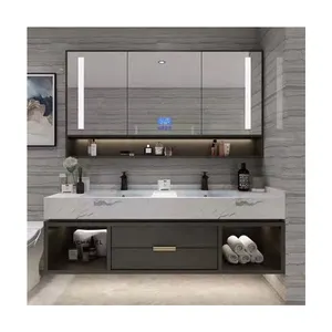 DOMO mobile da bagno con doppio lavabo di transizione superiore in marmo naturale di fascia alta