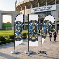 Ensemble de drapeaux personnalisés pour équipe de football de 3 mètres (comprend un mât et une base croisée) – Bannières publicitaires extérieures en gros