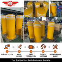 Poteau de signalisation industriel robuste en acier au carbone, à fixation au sol, en métal, pour protection contre les chocs