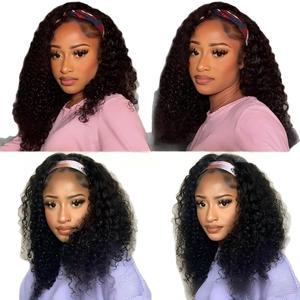 Perruque bandeau africaine <span class=keywords><strong>sans</strong></span> lacets pour le commerce extérieur, en <span class=keywords><strong>cheveux</strong></span> humains naturels, densité 180%, noire, peut être permanentée et teinte, modèle 1708, couvre-chef - Product Image 1