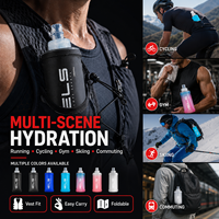 Bouteille d'eau souple en silicone pliable avec valve à morsure, portable, pour la course à pied et le cyclisme