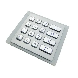 Backlit 4X4 Matrix 16-key IP65, Keypad Metal tahan air dengan konektor USB PS2 PIN untuk pilihan