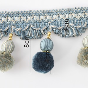 Frange Decorative <span class=keywords><strong>Colorate</strong></span> in Poliestere 100% con <span class=keywords><strong>Perline</strong></span>, Accessorio per Tende, 8cm, Direttamente dalla Fabbrica - Product Image 1