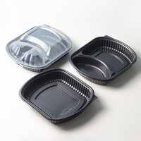 Boîte à lunch jetable en plastique, conteneur alimentaire à emporter, boîte à lunch 30oz, 2 compartiments avec couvercle