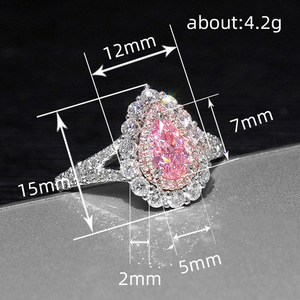 Anello a Doppio Strato a Forma di Goccia, Design Rosa, Anello da Dito per Donne - Product Image 4