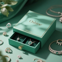 Emballage de boîte à bijoux à tiroir rigide de luxe Coffrets cadeaux personnalisés en papier et carton verts imprimés pour bagues boucles d'oreilles colliers