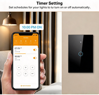 Interrupteur intelligent Tuya, contrôle par application, écran AMOLED tactile, interrupteur mural intelligent 1/2/3 voies + RF 433, norme américaine, Wi-Fi 110-240V